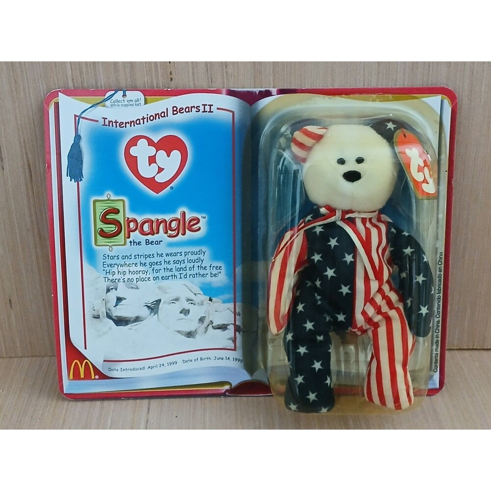 McDonald's Ty Beanie Baby Patriotic Stuffed Spangle The Bear Toy Vintage